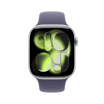 APPLE Watch Series 11 GPS 46mm caixa de alumínio prateada com bracelete desportiva lilás névoa S/M