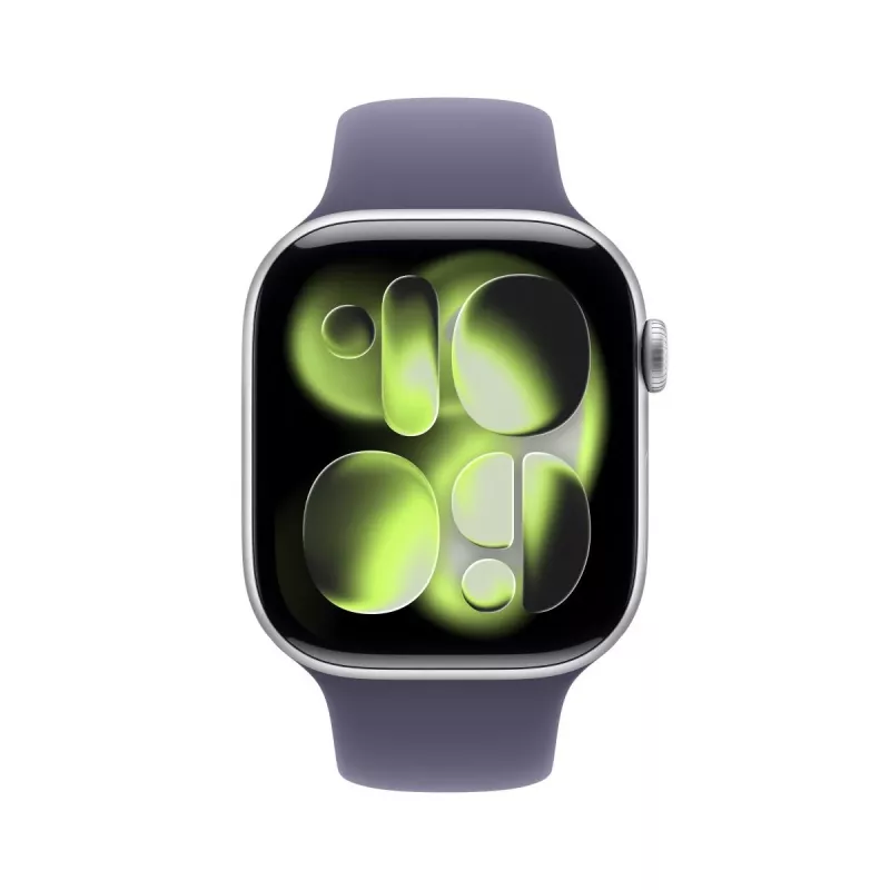APPLE Watch Series 11 GPS 46mm caixa de alumínio prateada com bracelete desportiva lilás névoa S/M