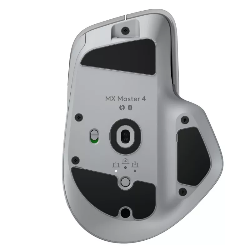 Rato Logitech MX Master 4 — para destros, laser 8000 DPI, RF sem fios + Bluetooth, 8 botões, cinzento