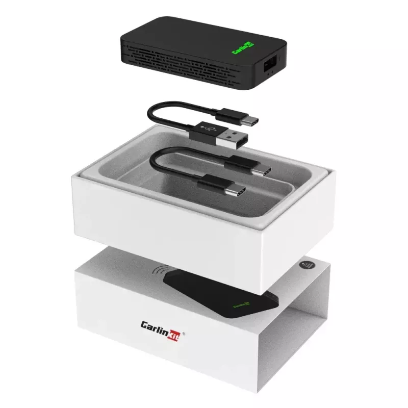 Recetor multimédia para automóvel Carlinkit CPC200-2AIR preto Wi‑Fi 5 GHz / 2,4 GHz, Bluetooth 4.1, USB‑C