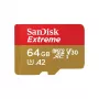 Cartão de memória SanDisk Extreme microSDXC 64GB + adaptador SD, leitura 170 MB/s, escrita 80 MB/s, A2, C10, V30, UHS-I U3