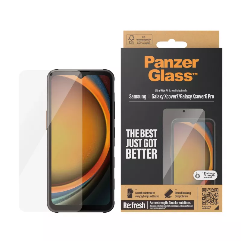 Película protetora de ecrã PanzerGlass ® Samsung Galaxy Xcover7 | Xcover6 Pro | Ultra-Wide Fit