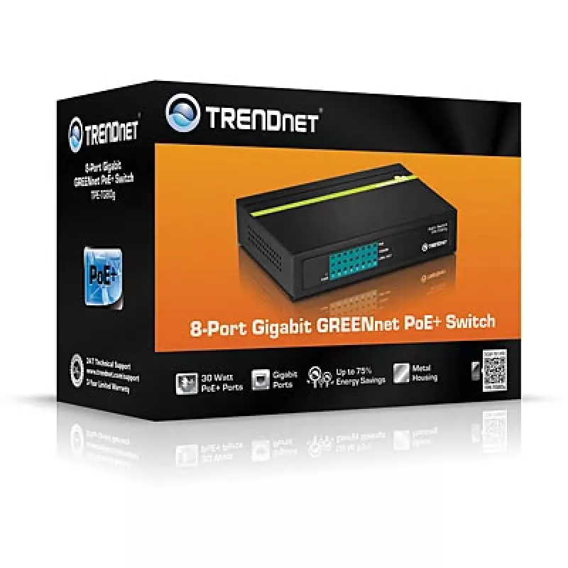 Switch PoE+ TRENDNET 8 portas Gigabit Greennet 8x GbE PoE+