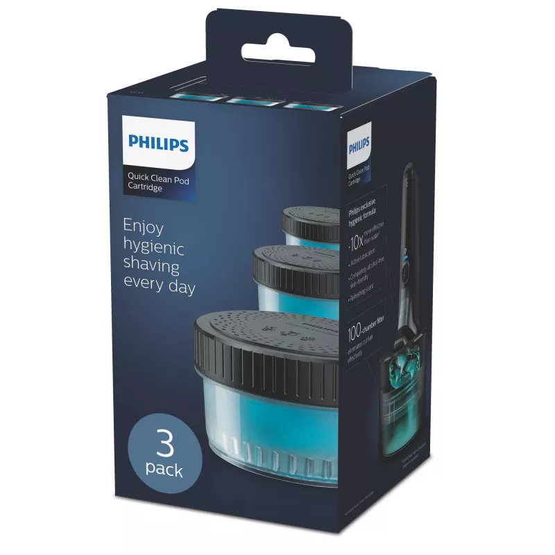 Philips Quick Clean Pod Cartucho CC13/50 pack de 3 cartuchos de limpeza para cabeças de máquina de barbear elétrica