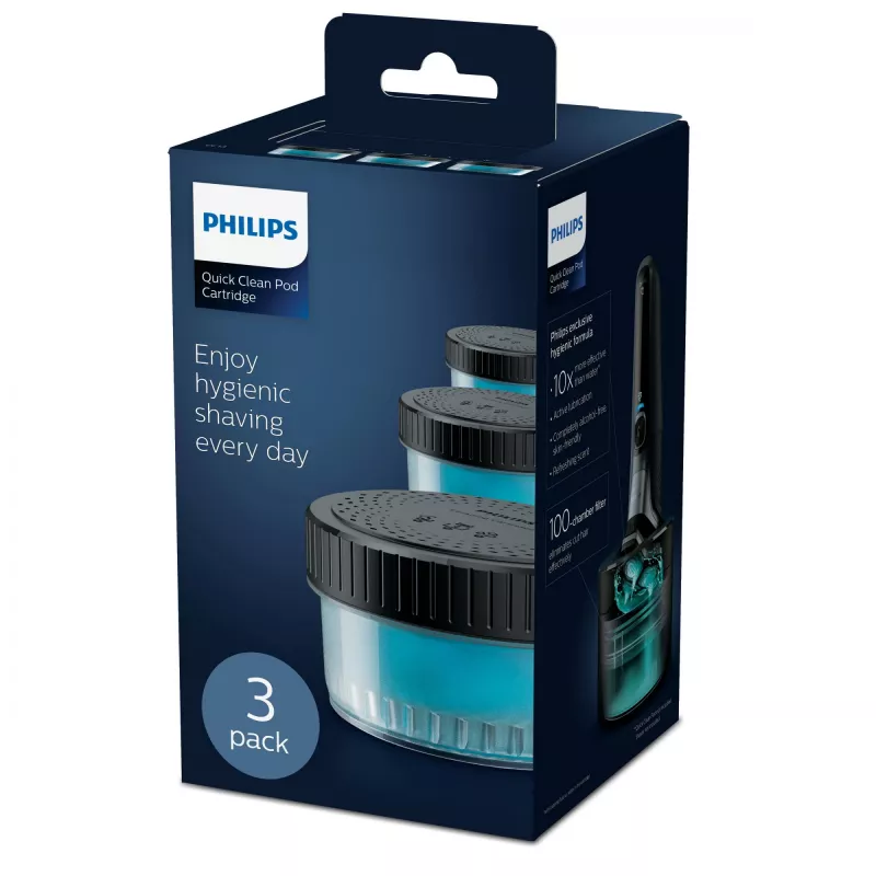 Philips Quick Clean Pod Cartucho CC13/50 pack de 3 cartuchos de limpeza para cabeças de máquina de barbear elétrica