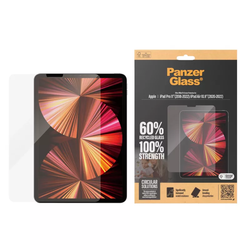 PanzerGlass® Película de proteção de ecrã iPad Pro 11'' (2018-2022) | iPad Air 10,9'' (2020, 2022) | Ultra-Wide Fit