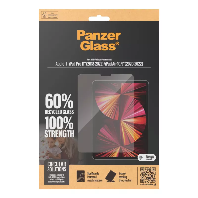 PanzerGlass® Película de proteção de ecrã iPad Pro 11'' (2018-2022) | iPad Air 10,9'' (2020, 2022) | Ultra-Wide Fit