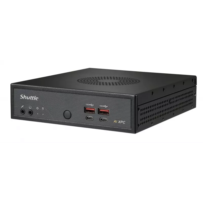 Shuttle Slim AI PC DN11H5 Intel Core Ultra 5 125H, gráficos Intel Arc, 2xHDMI, 2x DP, 4x 2.5Gbit LAN, VESA, funcionamento contínuo 24/7