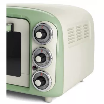 Ariete 979 Design forno elétrico 18 litros, adequado para pizza de 30 cm, 1380 W, 3 níveis de encaixe, temporizador de 60 minutos, aço inoxidável, verde pastel