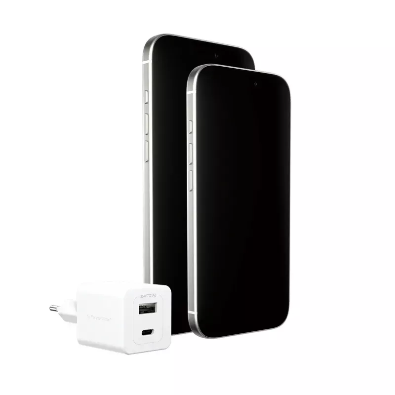 PanzerGlass empower™ by ® Turbo carregador de 35W incl. USB-C + USB-A | ficha UE | branco prateado
