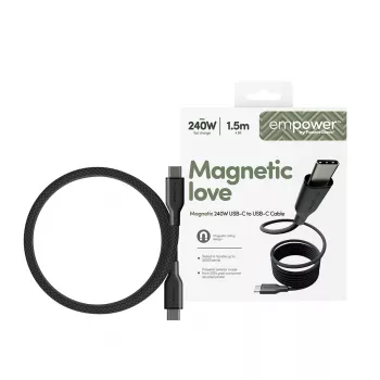 PanzerGlass empower™ by ® Magnetic cabo USB-C para USB-C 240W | USB 2.0 | 1,5 m | Space Black
