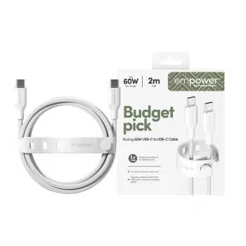 PanzerGlass empower™ by ® Racing cabo USB-C para USB-C 60W | USB 2.0 | 2 m | Silver White