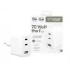 PanzerGlass empower™ by ® Turbo carregador múltiplo de 70W incl. 2 x USB-C + USB-A | ficha UE | branco prateado
