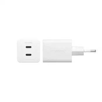 PanzerGlass empower™ by ® Turbo carregador de 45W incl. 2 x USB-C | ficha UE | branco prateado