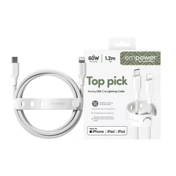 PanzerGlass empower™ by ® Racing cabo USB-C para Lightning 60W | USB 2.0 | 1,2 m | Silver White