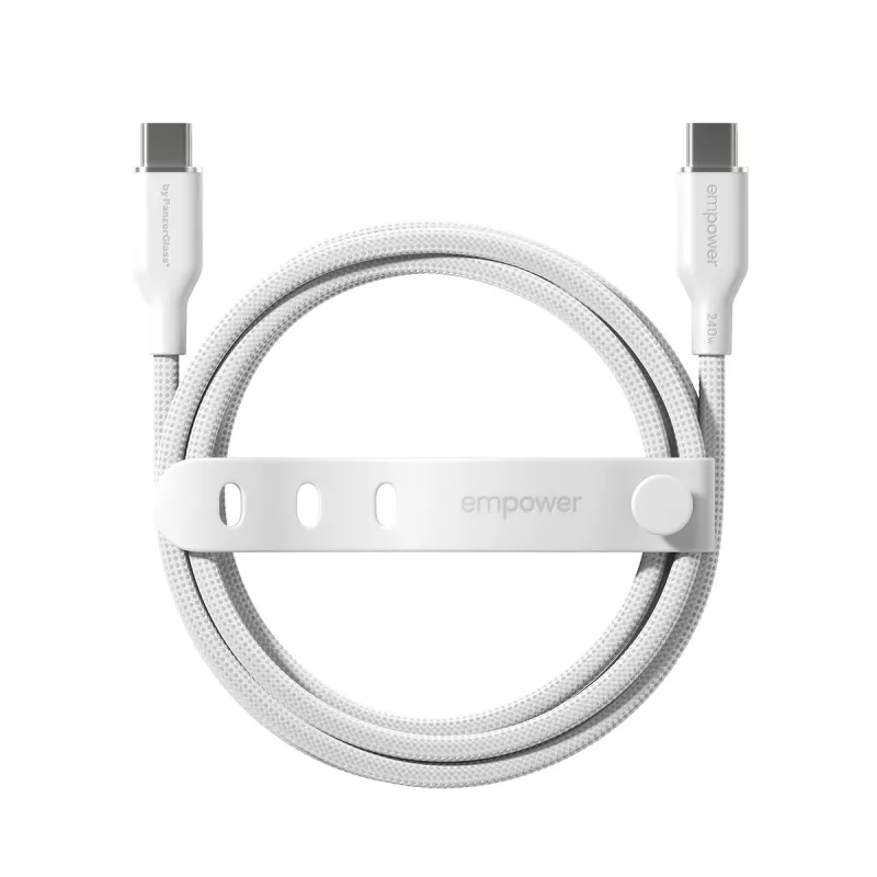 PanzerGlass empower™ by ® Racing cabo USB-C para USB-C 240W | USB 2.0 | 1,2 m | Silver White