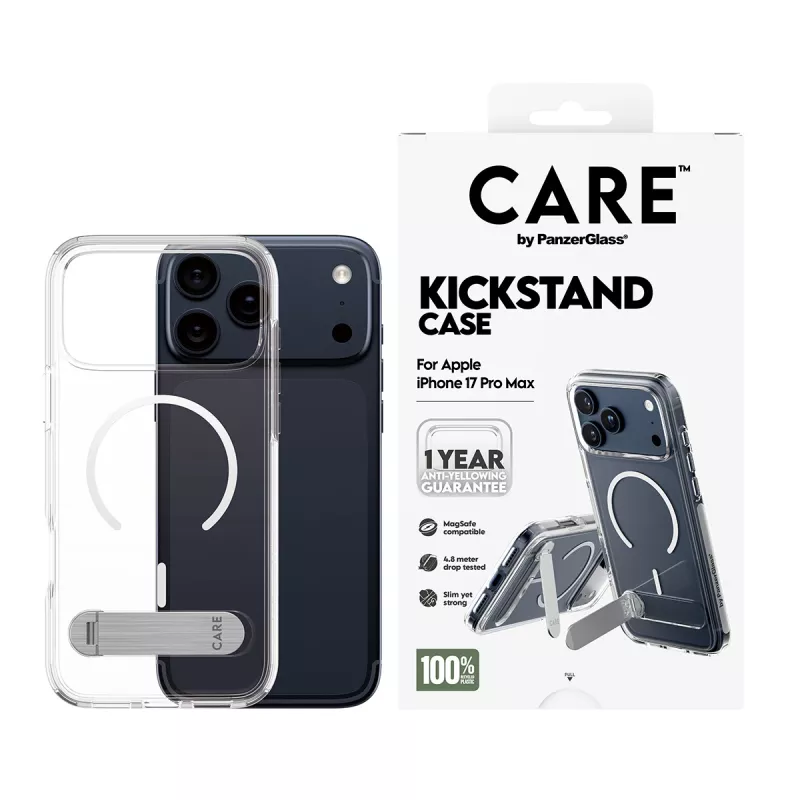 Capa PanzerGlass CARE™ by ® Transparente com suporte e MagSafe iPhone 17 Pro Max