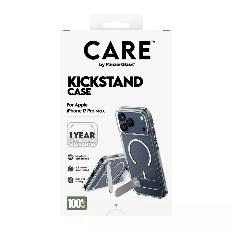 Capa PanzerGlass CARE™ by ® Transparente com suporte e MagSafe iPhone 17 Pro Max