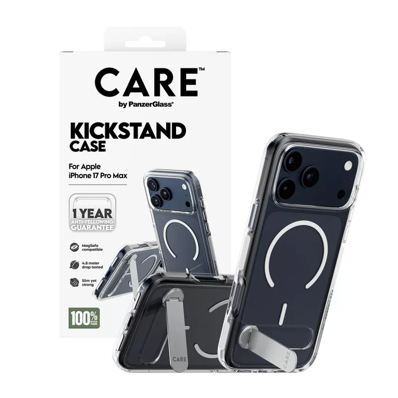 Capa PanzerGlass CARE™ by ® Transparente com suporte e MagSafe iPhone 17 Pro Max