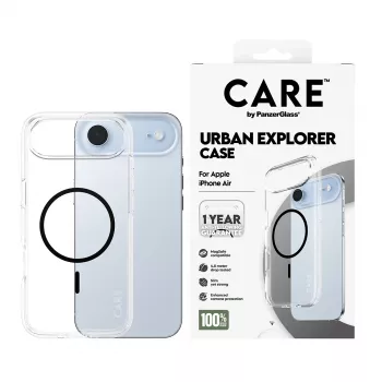 Capa PanzerGlass CARE by Flagship transparente Urban Explorer preto MagSafe iPhone 17 Air