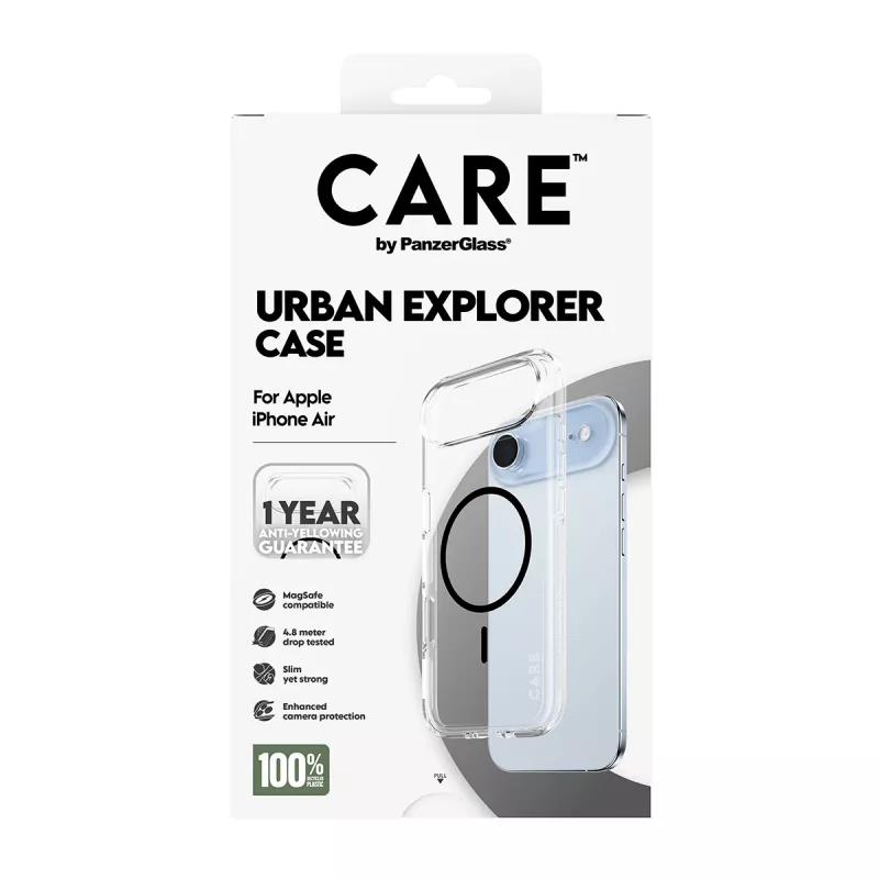 PanzerGlass CARE by Flagship Case capa para iPhone Air, transparente Urban Explorer com MagSafe preto