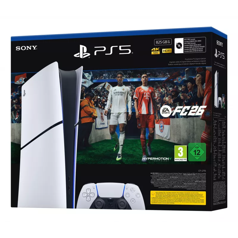 Sony PlayStation 5 Digital + EA Sports FC 26 Bundle 825 GB Wi-Fi preto, branco