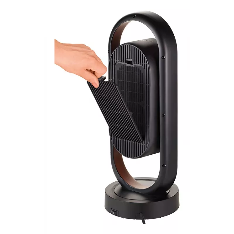 Unold 86535 aquecedor de ventoinha cerâmico 3D, 1800 W, comando à distância, oscilação de 80°, inclinação de 45°, temporizador de 8 h, preto/cobre