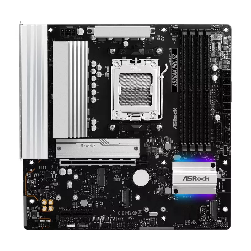 ASRock A620AM Pro RS placa-mãe, Socket AM5, AMD A620A, micro ATX, USB-C 3.2 Gen 1, LAN de 2,5 Gigabit