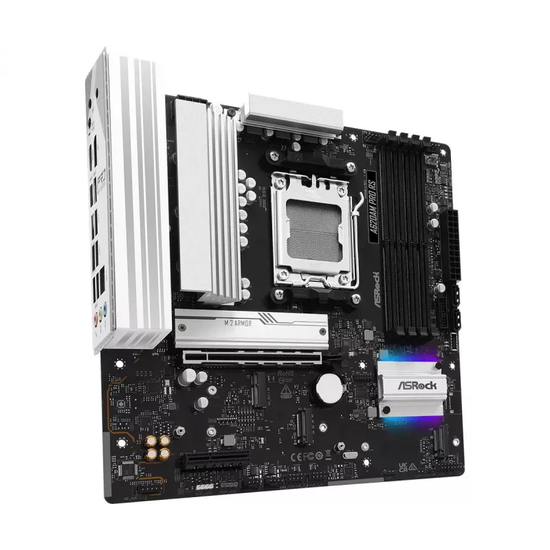 ASRock A620AM Pro RS placa-mãe, Socket AM5, AMD A620A, micro ATX, USB-C 3.2 Gen 1, LAN de 2,5 Gigabit