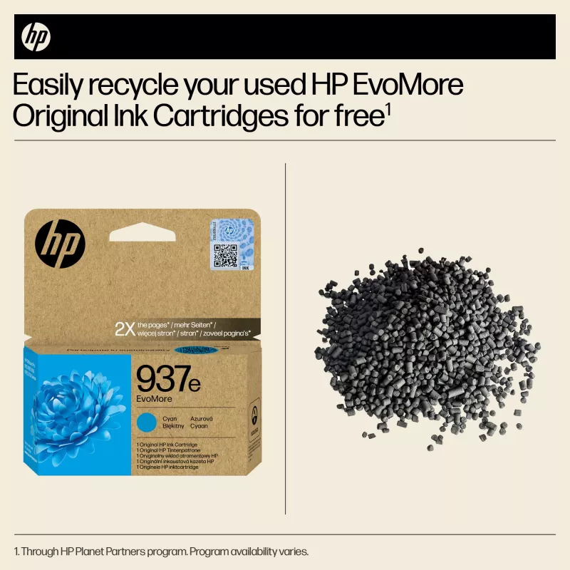 Cartucho de tinta original HP 937e EvoMore Ciano
