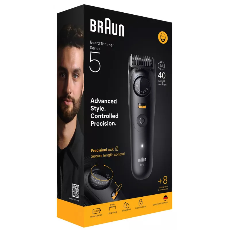Aparador de barba Braun BeardTrimmer 5 BT5560 Bateria 40 2 cm Húmido e Seco Preto