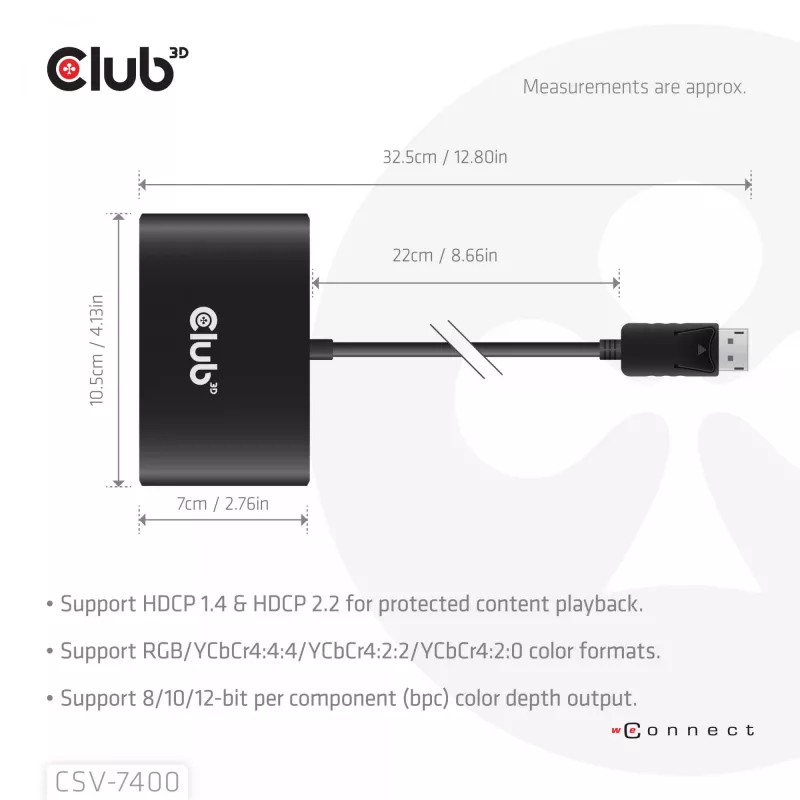 Hub CLUB3D Quad DisplayPort™ – 4 x resolução 4K @ 30Hz, suporte MST