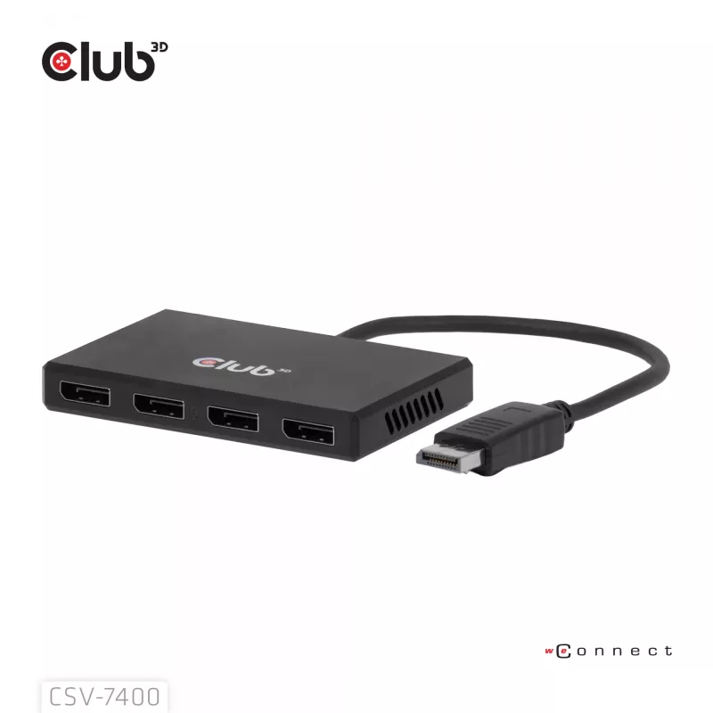 Hub CLUB3D Quad DisplayPort™ – 4 x resolução 4K @ 30Hz, suporte MST