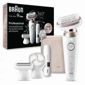Depiladora Braun Silk-épil 9 Flex 9-360 3D 40 pinças Rosa, Branco