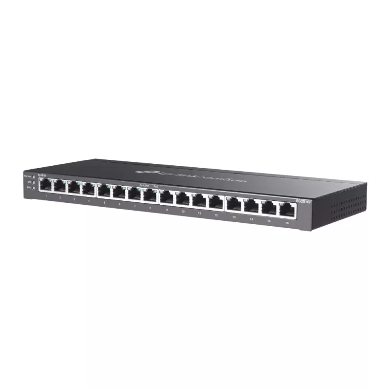 Switch inteligente TP-Link Omada 16 portas Gigabit com 8 portas PoE+, gerido, L2/L2+, Gigabit Ethernet (10/100/1000), Power over Ethernet (PoE), montagem em rack