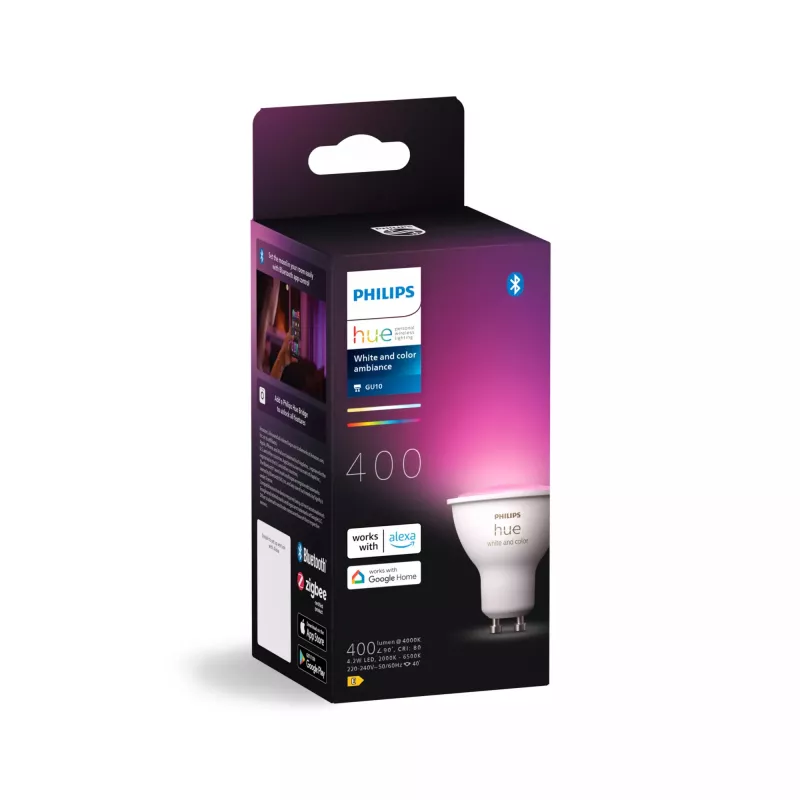Philips Hue White and colour ambience GU10 – Spot inteligente, Bluetooth/Zigbee, LED, GU10, GU10, 2000 K, 6500 K