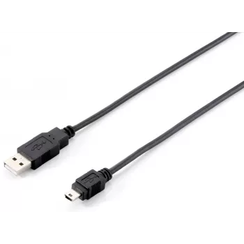 Equip cabo USB 2.0 Type-A para Mini-B, 1.8m, 1,8 m, USB A, Mini-USB B, USB 2.0, macho/macho, preto