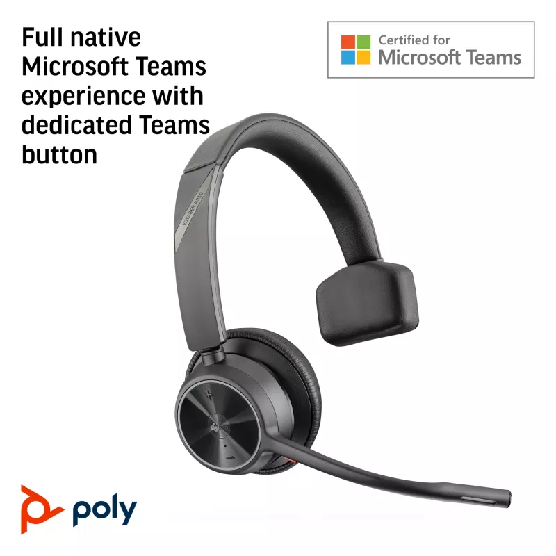 HP Poly Voyager 4310 auscultador USB-A certificado Microsoft Teams + dongle BT700-D