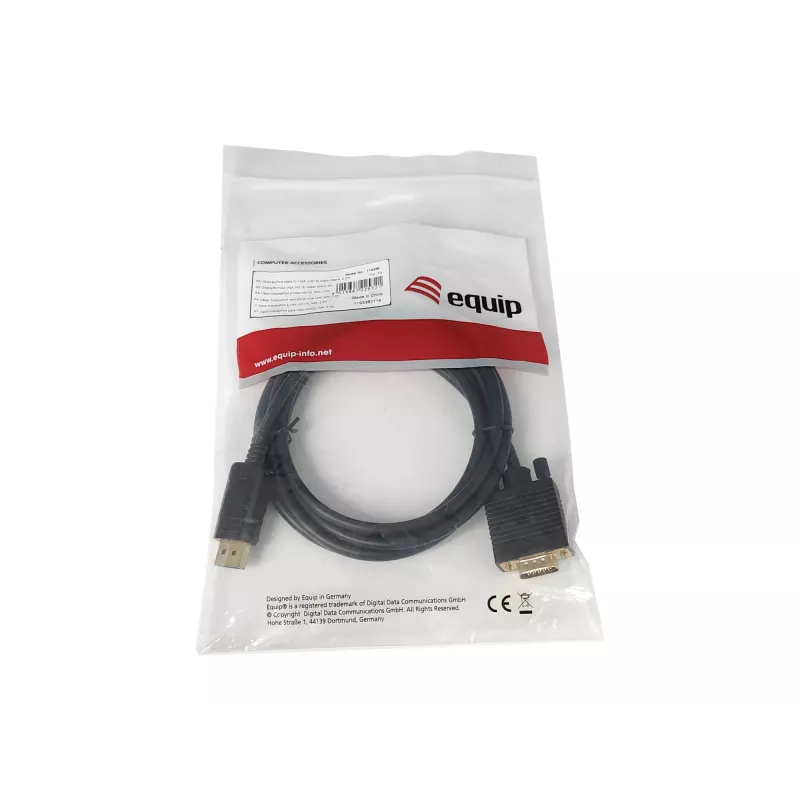 Cabo Equip DisplayPort macho para VGA (HD15) macho, 2 m, VGA (D-Sub), DisplayPort, macho, macho, reto