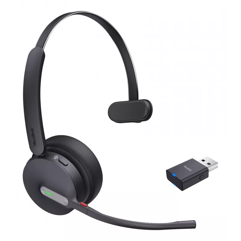 Yealink WH64 Hybrid Mono Teams headset sem fios para escritório/call center Micro-USB Bluetooth preto