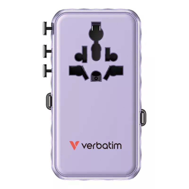Verbatim Charge 'n' Travel 70W 2C adaptador de viagem universal retrátil roxo