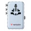 Verbatim Charge 'n' Travel 100W adaptador de viagem universal com cabo retrátil azul