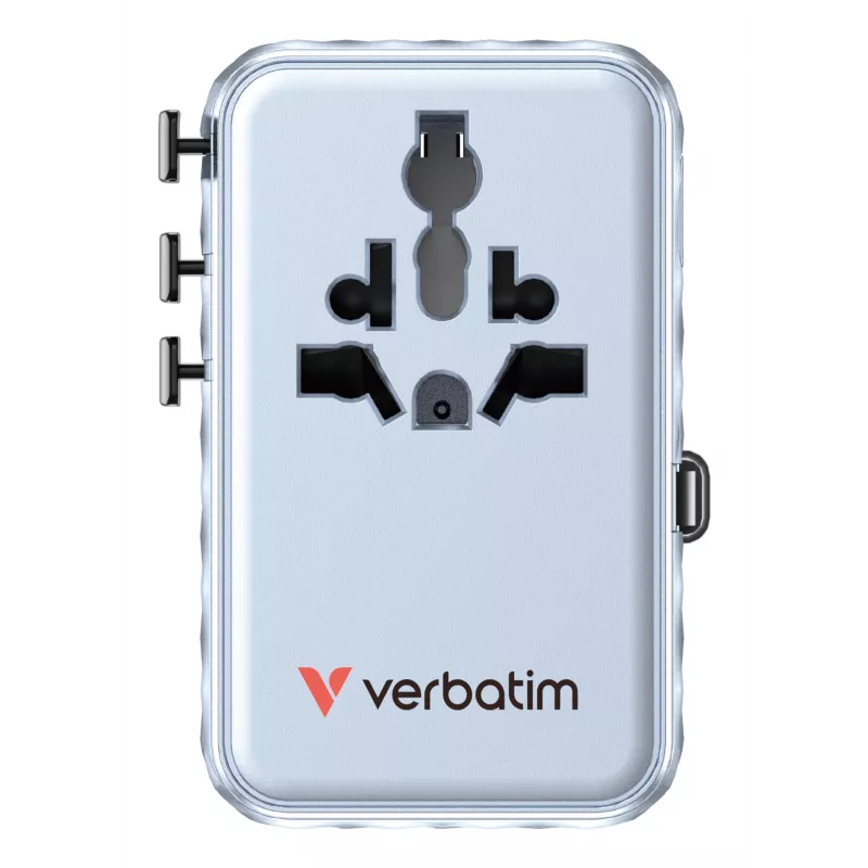 Verbatim Charge 'n' Travel 100W adaptador de viagem universal com cabo retrátil azul