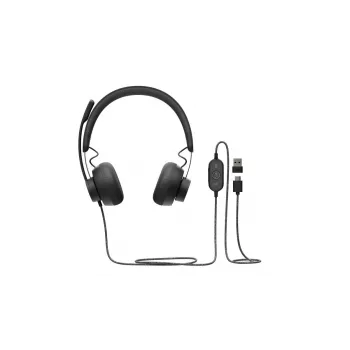 LOGITECH Zone Wired - USB-C / USB-A - headset - MSFT Teams Zone - preto
