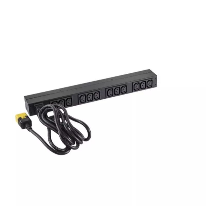 APC AP9565 Basic PDU para rack, 1U, monofásica, 16 A, 208/230 V, 3680 W, 12 tomadas C13, entrada C20, cabo de 2,5 m, preta