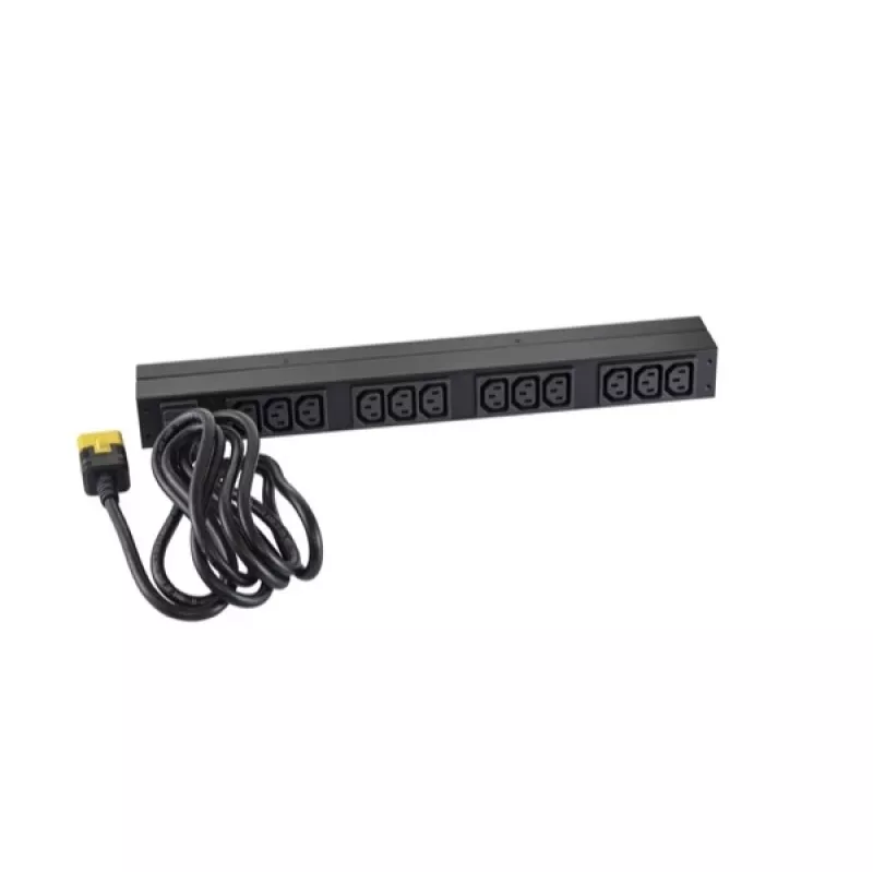 APC AP9565 Basic PDU para rack, 1U, monofásica, 16 A, 208/230 V, 3680 W, 12 tomadas C13, entrada C20, cabo de 2,5 m, preta