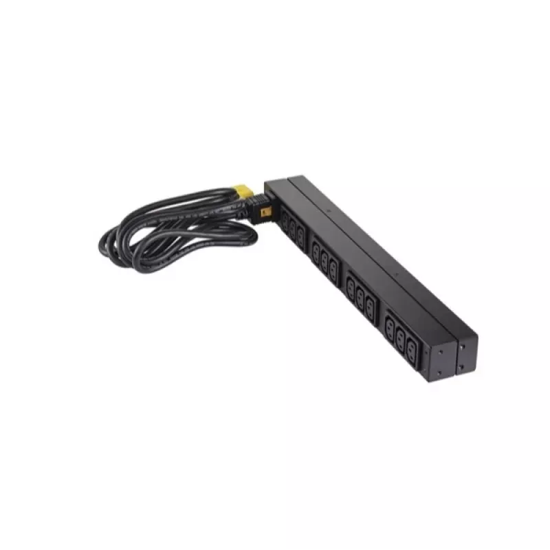 APC AP9565 Basic PDU para rack, 1U, monofásica, 16 A, 208/230 V, 3680 W, 12 tomadas C13, entrada C20, cabo de 2,5 m, preta