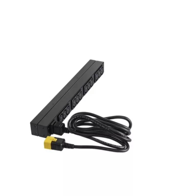APC AP9565 Basic PDU para rack, 1U, monofásica, 16 A, 208/230 V, 3680 W, 12 tomadas C13, entrada C20, cabo de 2,5 m, preta