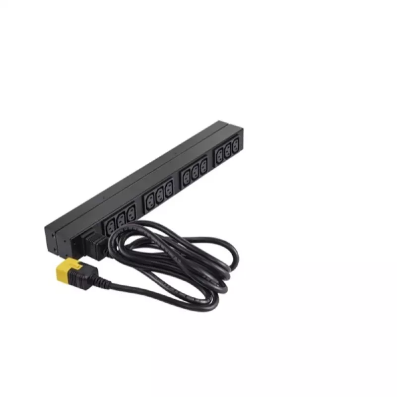 APC AP9565 Basic PDU para rack, 1U, monofásica, 16 A, 208/230 V, 3680 W, 12 tomadas C13, entrada C20, cabo de 2,5 m, preta