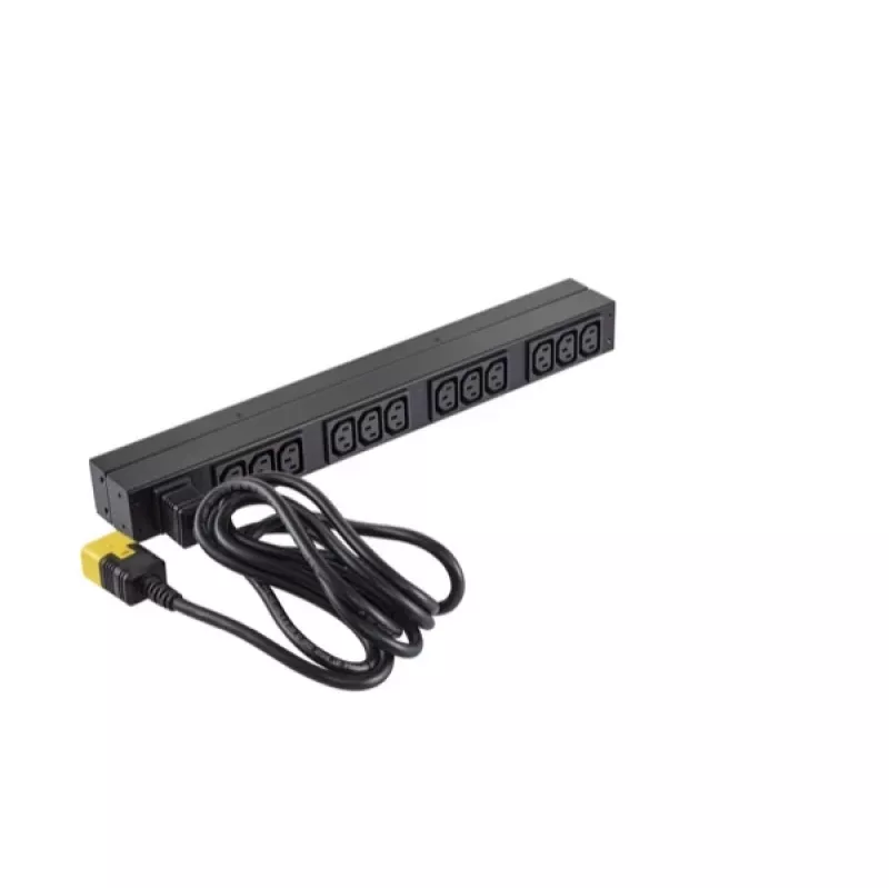 APC AP9565 Basic PDU para rack, 1U, monofásica, 16 A, 208/230 V, 3680 W, 12 tomadas C13, entrada C20, cabo de 2,5 m, preta